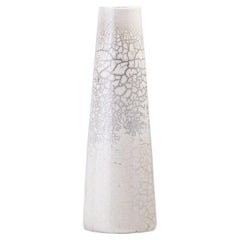 Japanese Modern Minimalist LAAB Hana Vertical L Vase Raku Ceramic White Crakle