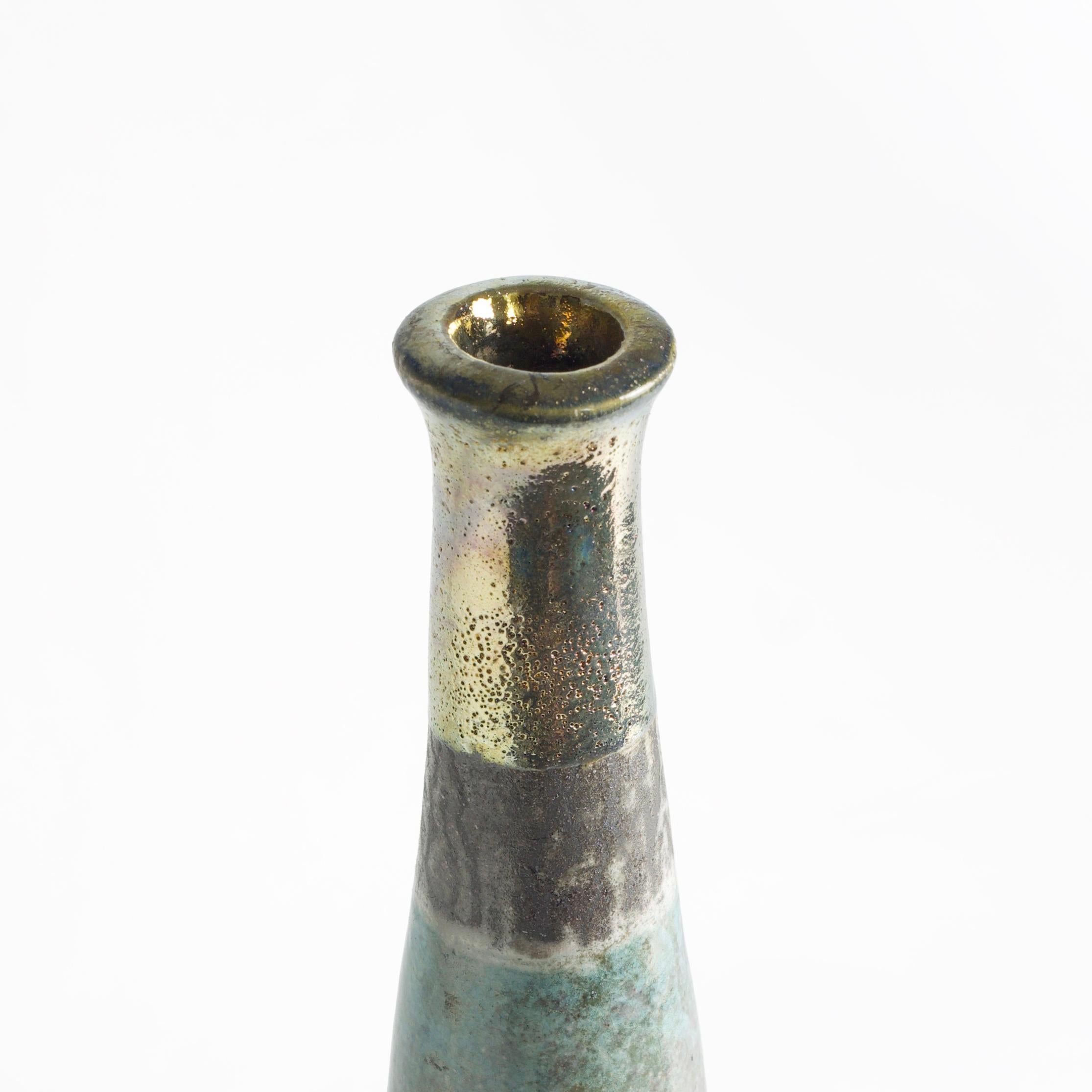 Japanese Modern Stelo Candle Holder Raku Ceramic Copper Gold In New Condition For Sale In monza, Monza and Brianza