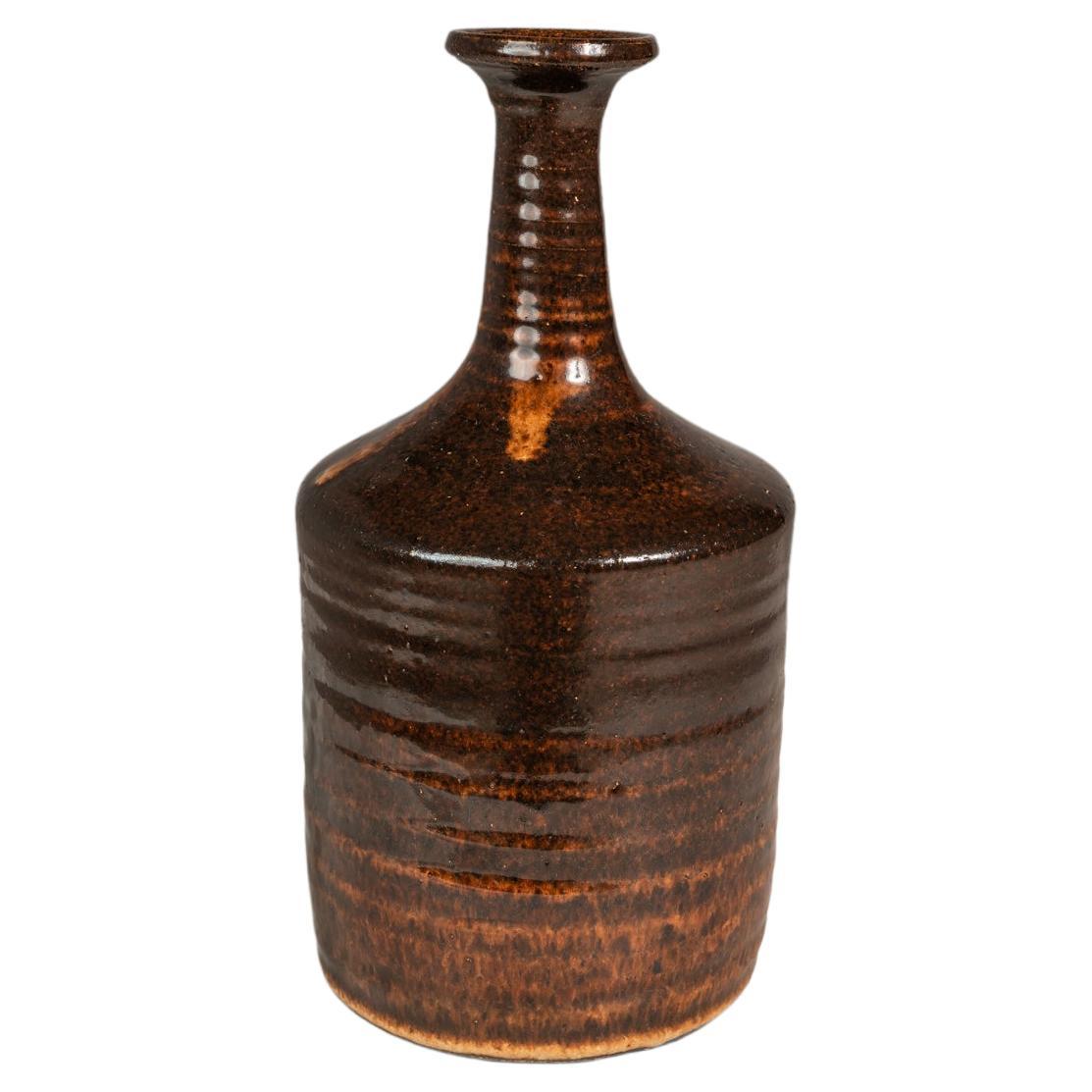 Vase / récipient japonais moderne en grès émaillé de Studio Pottery, Japon, c. années 1970