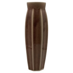 Japanese Modernist Beige Studio Ceramic Flower Vase, Circa 1950s