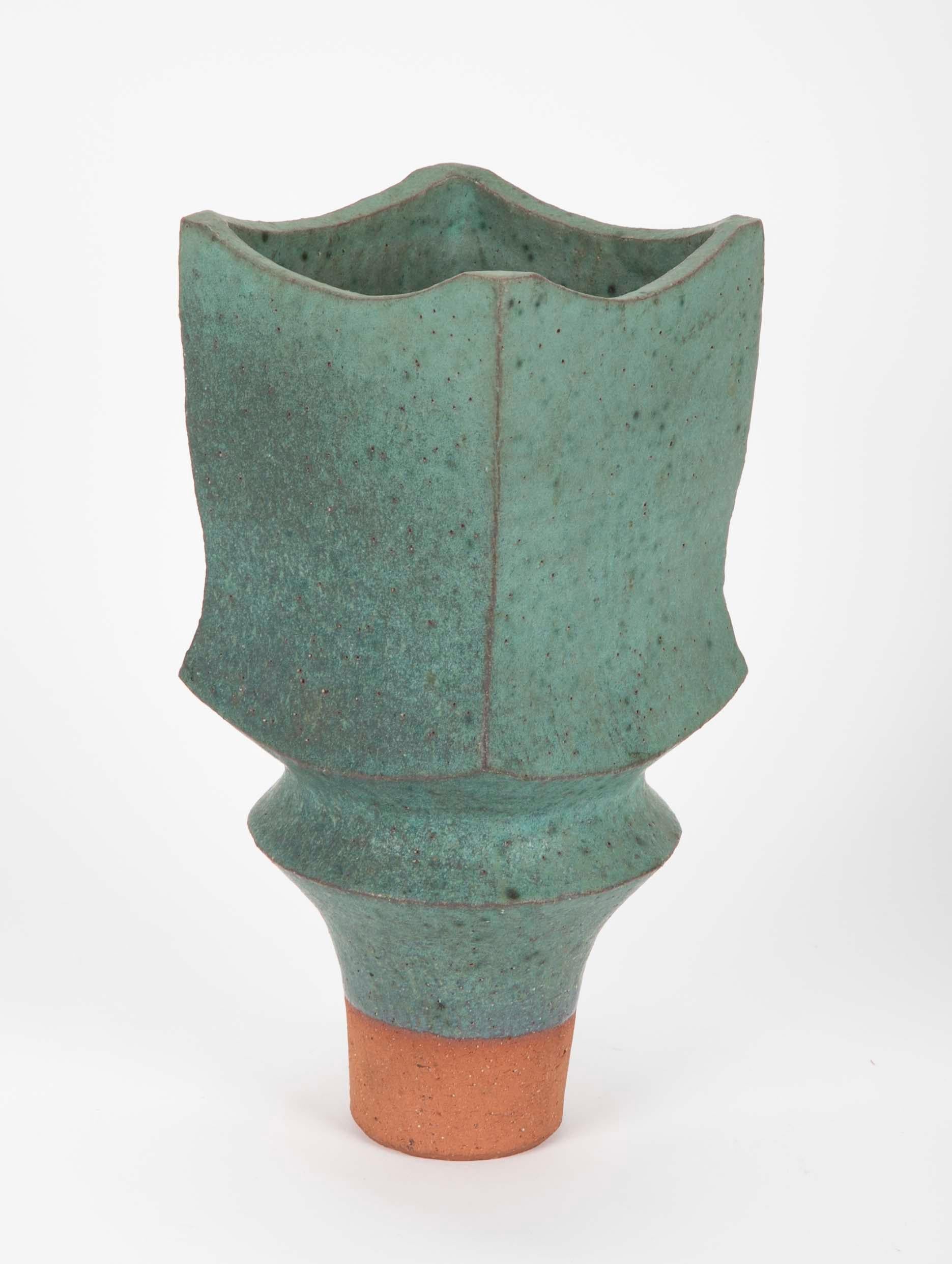 Japanese Modernist Glazed Ceramic Vase In Excellent Condition In Stamford, CT
