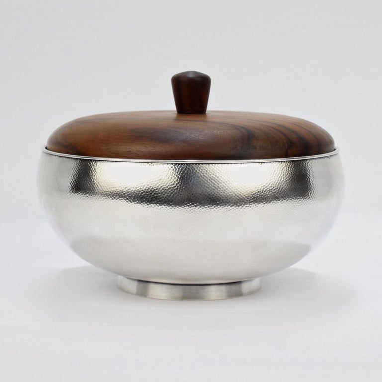 Japanese Modernist Hand Hammered Sterling Silver Bowl by Asahi Shoten