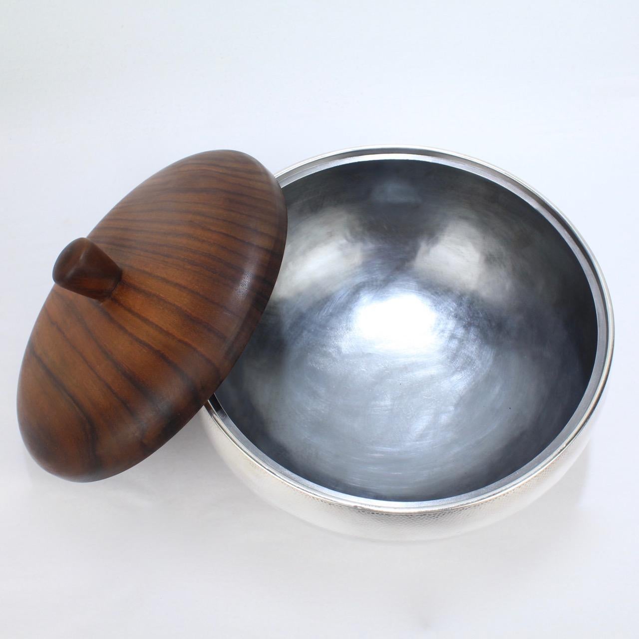 Women's or Men's Japanese Modernist Hand Hammered Sterling Silver Bowl by Asahi Shoten