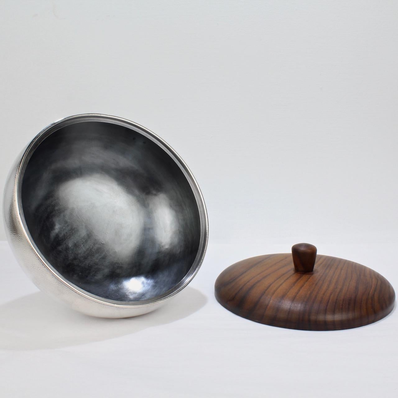 Japanese Modernist Hand Hammered Sterling Silver Bowl by Asahi Shoten 1