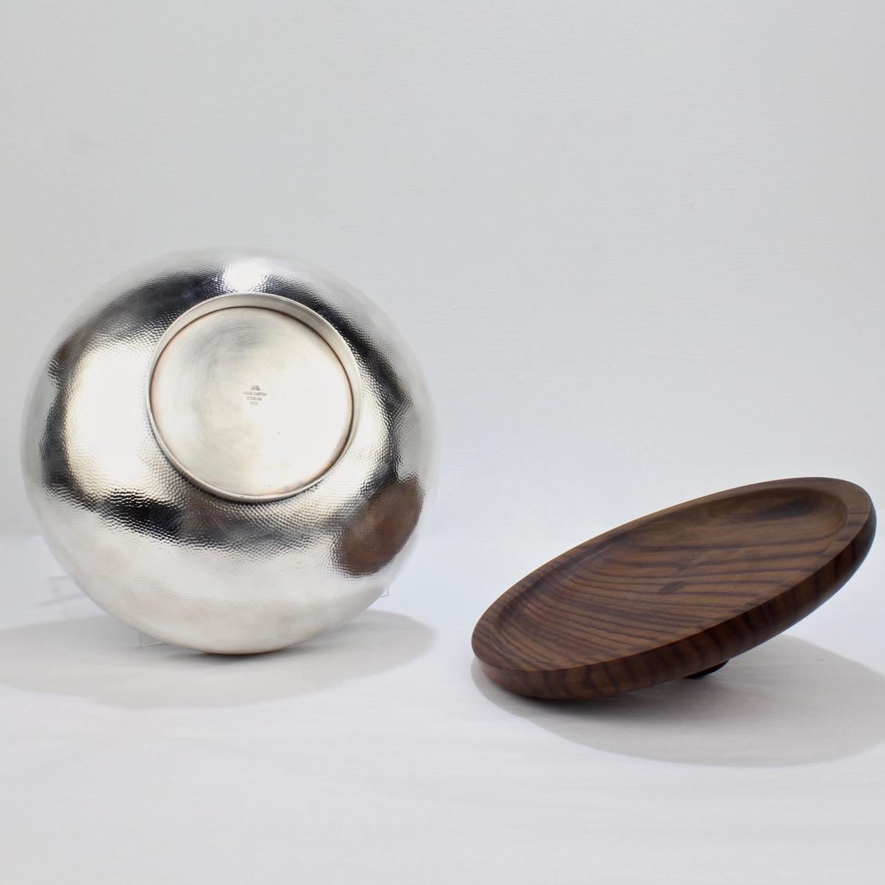 Japanese Modernist Hand Hammered Sterling Silver Bowl by Asahi Shoten 2