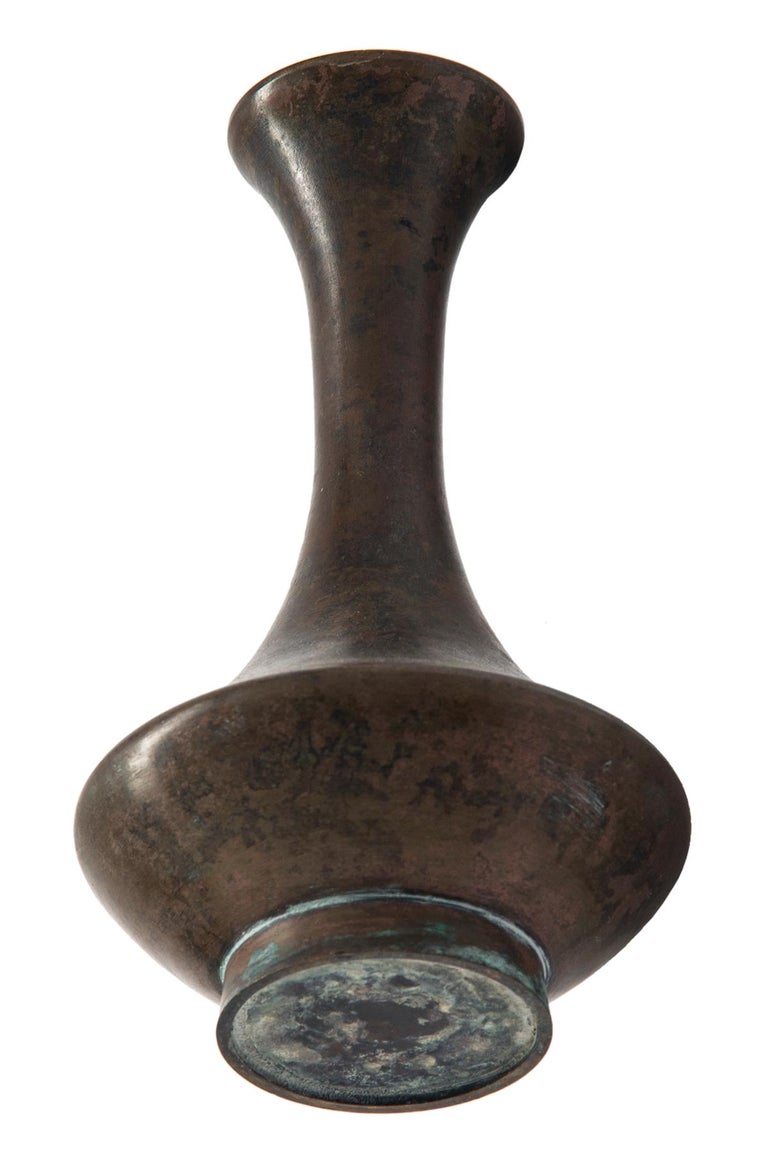Japanese Modernist Mottled Bronze Bud Vase For Sale at 1stDibs