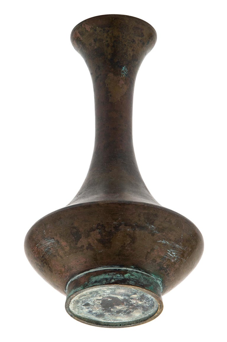 Japanese Modernist Mottled Bronze Bud Vase For Sale at 1stDibs