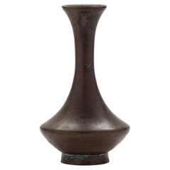 Vintage Japanese Modernist Mottled Bronze Bud Vase