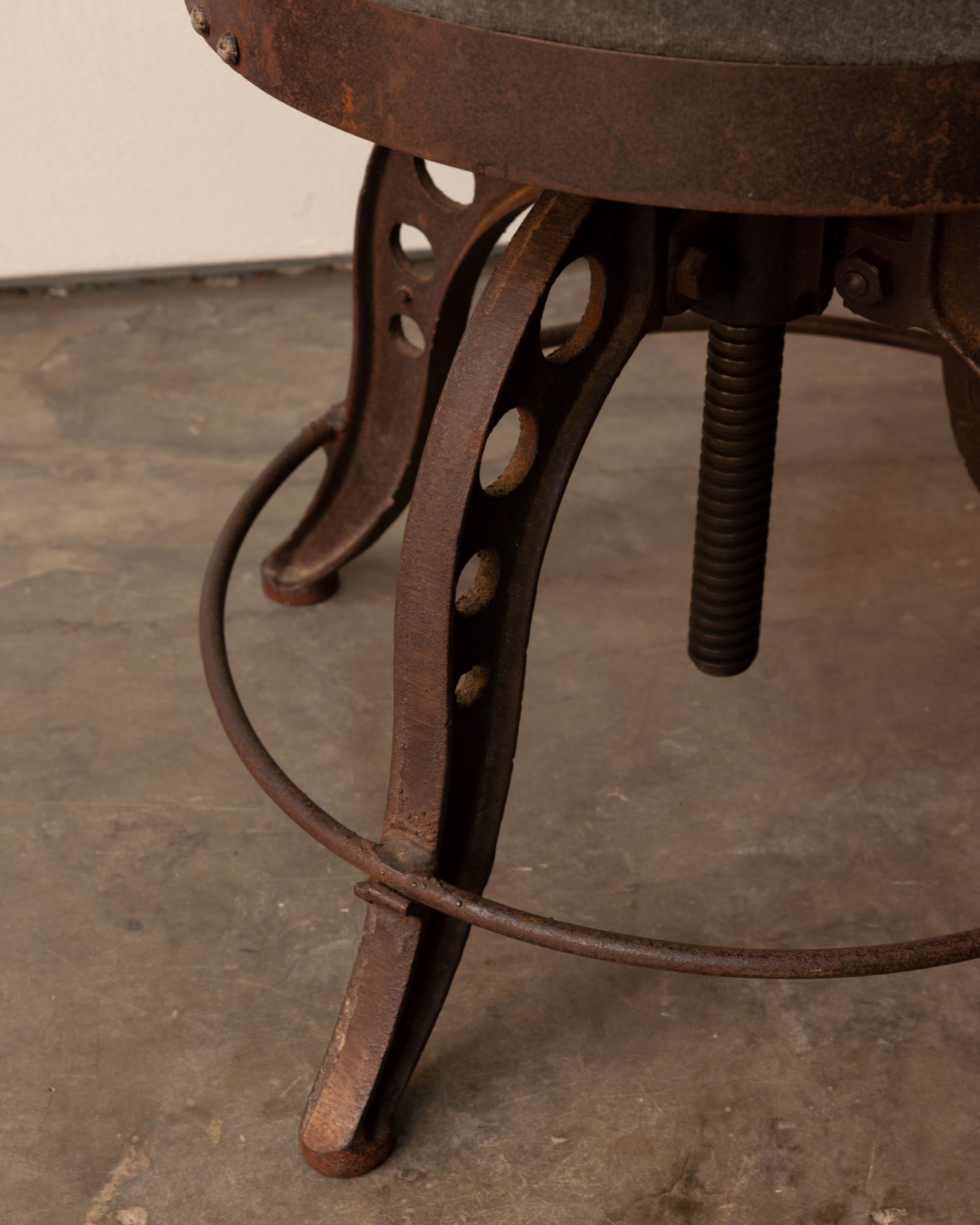 Japanese Mohair and Iron Stool In Good Condition In New York, US