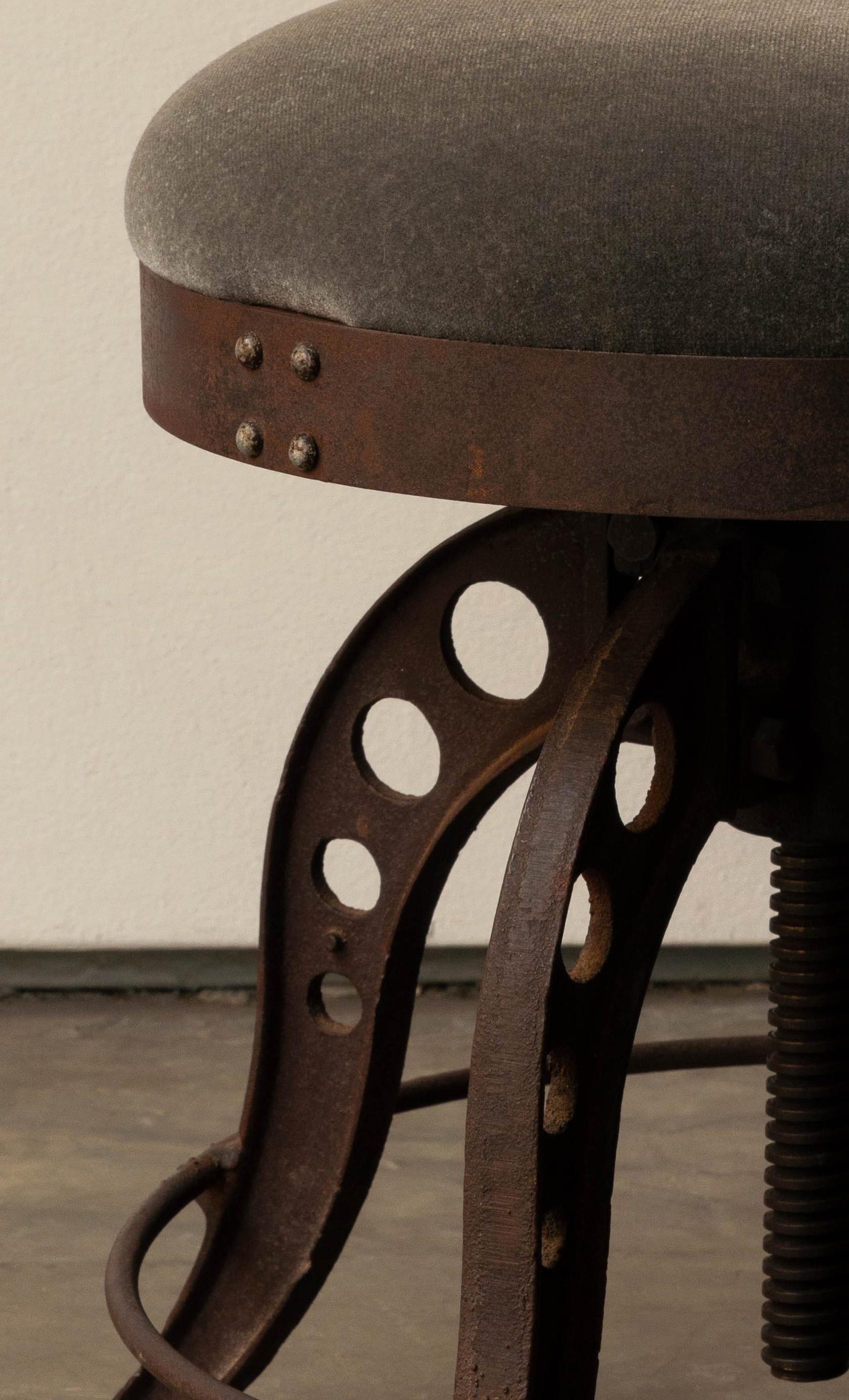 Japanese Mohair and Iron Stool 1