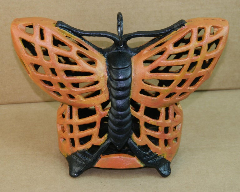 Iron Japanese Monarch Butterfly Garden Lighting Lantern For Sale