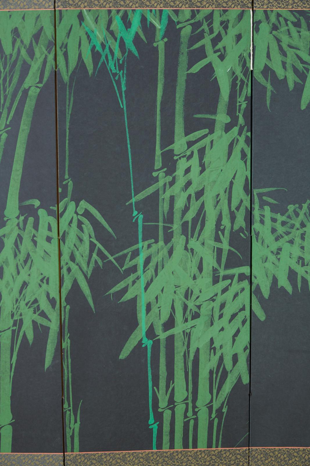 Japanese Monochromatic Four-Panel Bamboo Screen (Handgefertigt)
