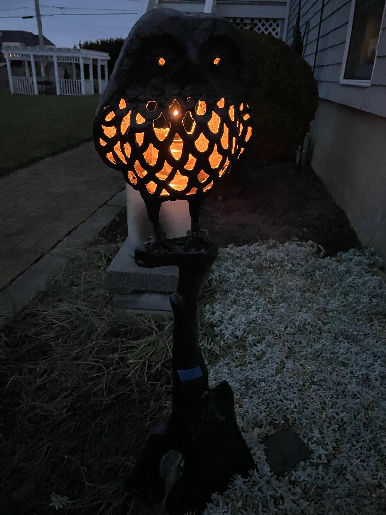 Hand-Crafted Japanese Monumental Owl Tree Garden Lighting Lantern