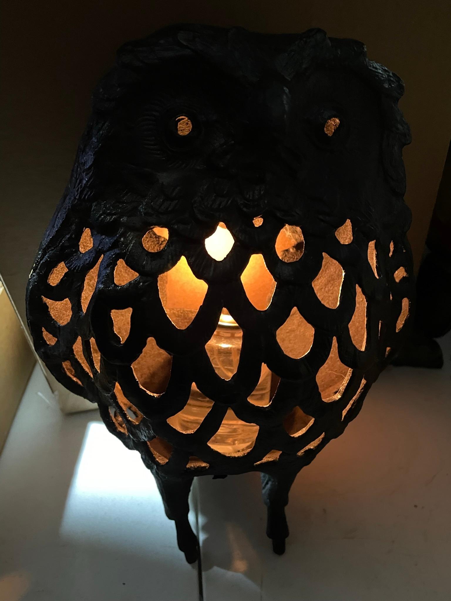 Mid-20th Century Japanese Monumental Owl Tree Garden Lighting Lantern