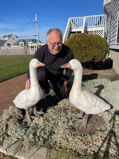 Japanese Huge Pair Hand Painted Garden Ducks