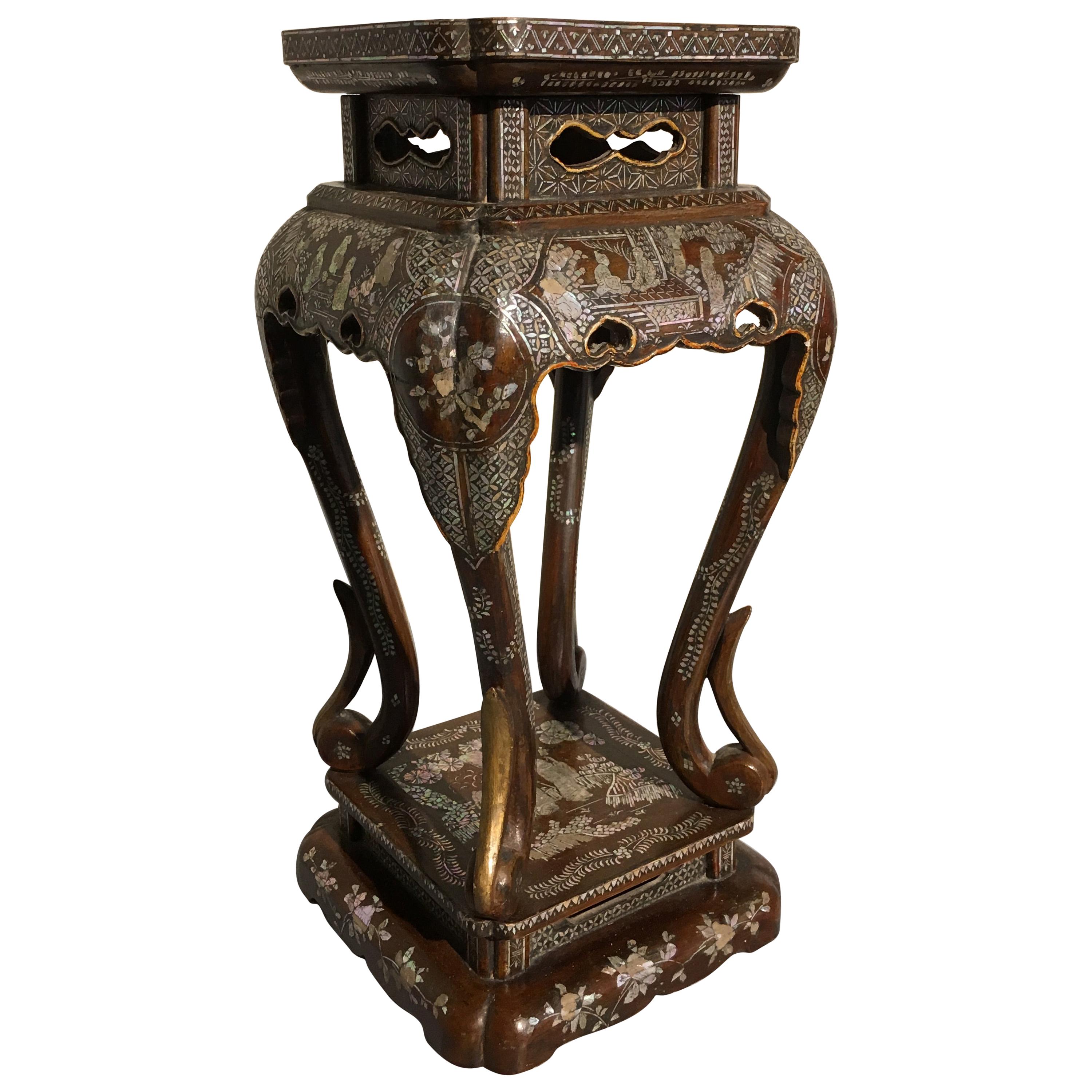 Japanese Mother of Pearl Inlaid Incense Stand, Edo Period, Early 19th Century