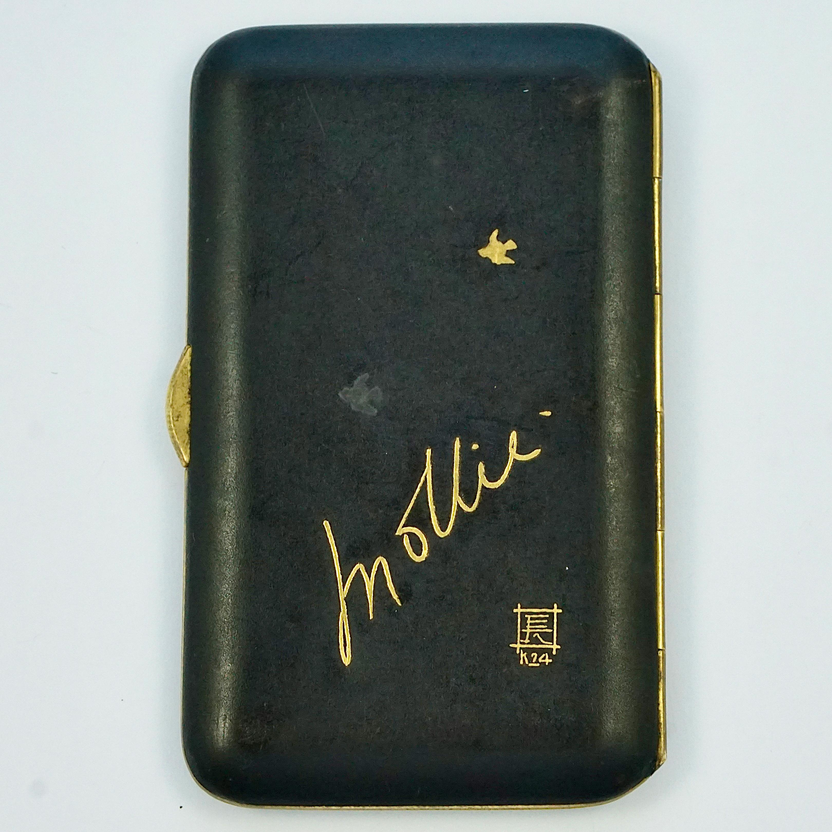 Japanese Mount Fuji K24 Gold Silver Damascene Cigarette Case In Good Condition For Sale In London, GB