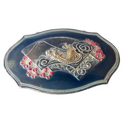 Japanese Mount Fuji with Dragon Enameled Top Jewelry Box