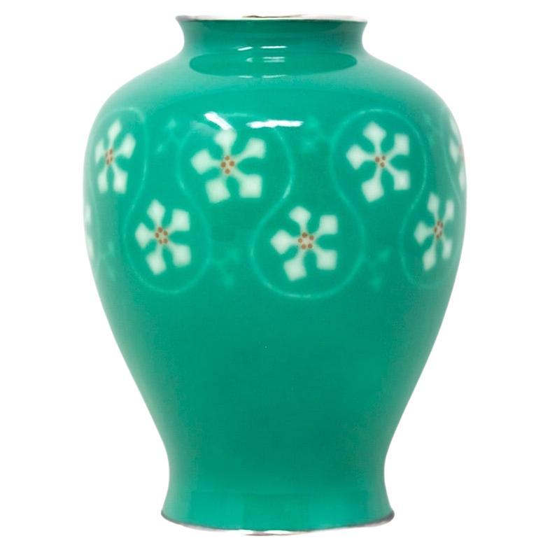 Japanese Musen Wireless Cloisonne Enamel Vase Signed Ando Company For Sale