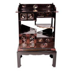 Japanese Nagasaki Lacquer and Mother-of-Pearl Inlay Display Cabinet