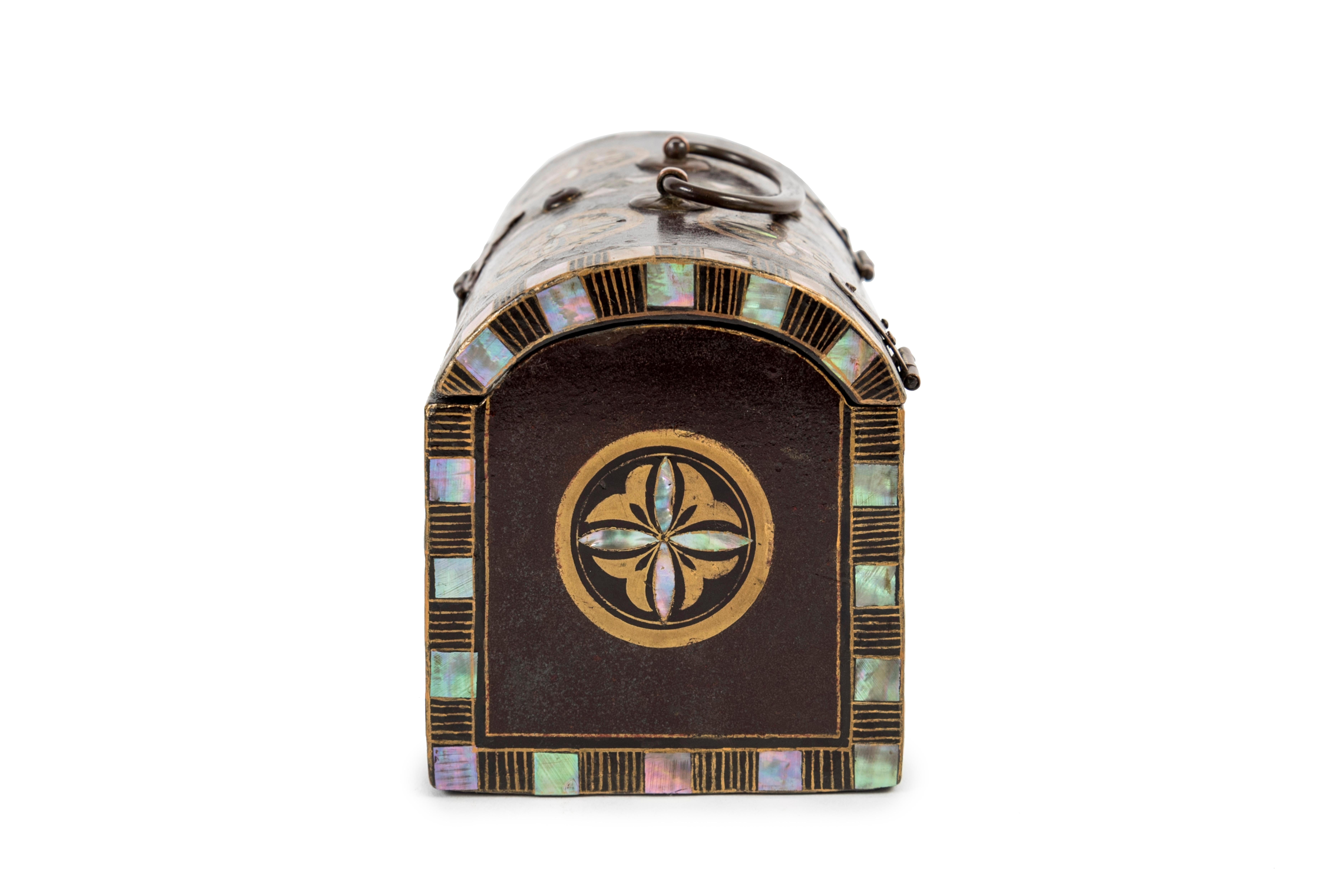 18th Century Japanese Namban Chest adorned with cylindrical motives and mother of pearl inlay For Sale