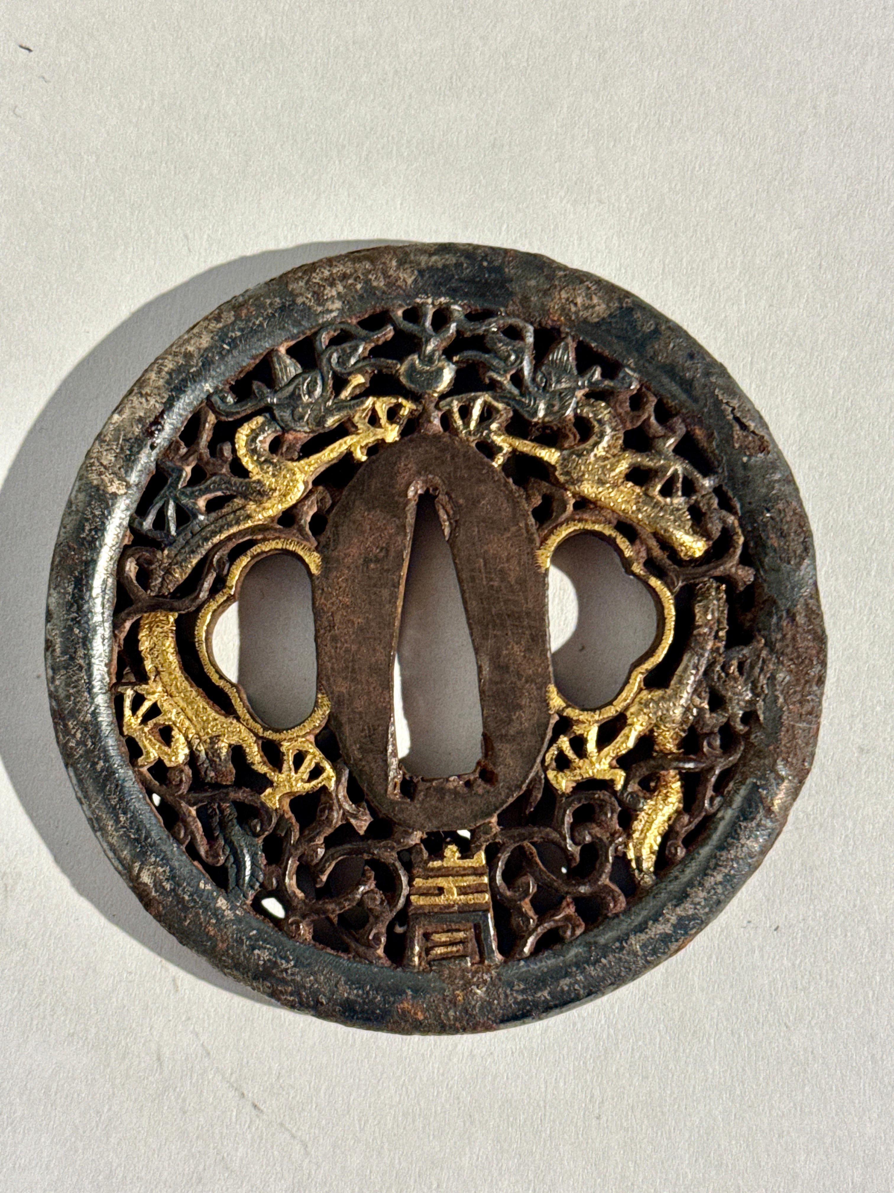 Japanischer Nanban Tsuba mit Drachen, Edo-Periode, frühes 19. Jahrhundert, Japan im Angebot 5