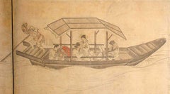 Japanese Nanga School Ink on Paper Six-Panel Folding Screen