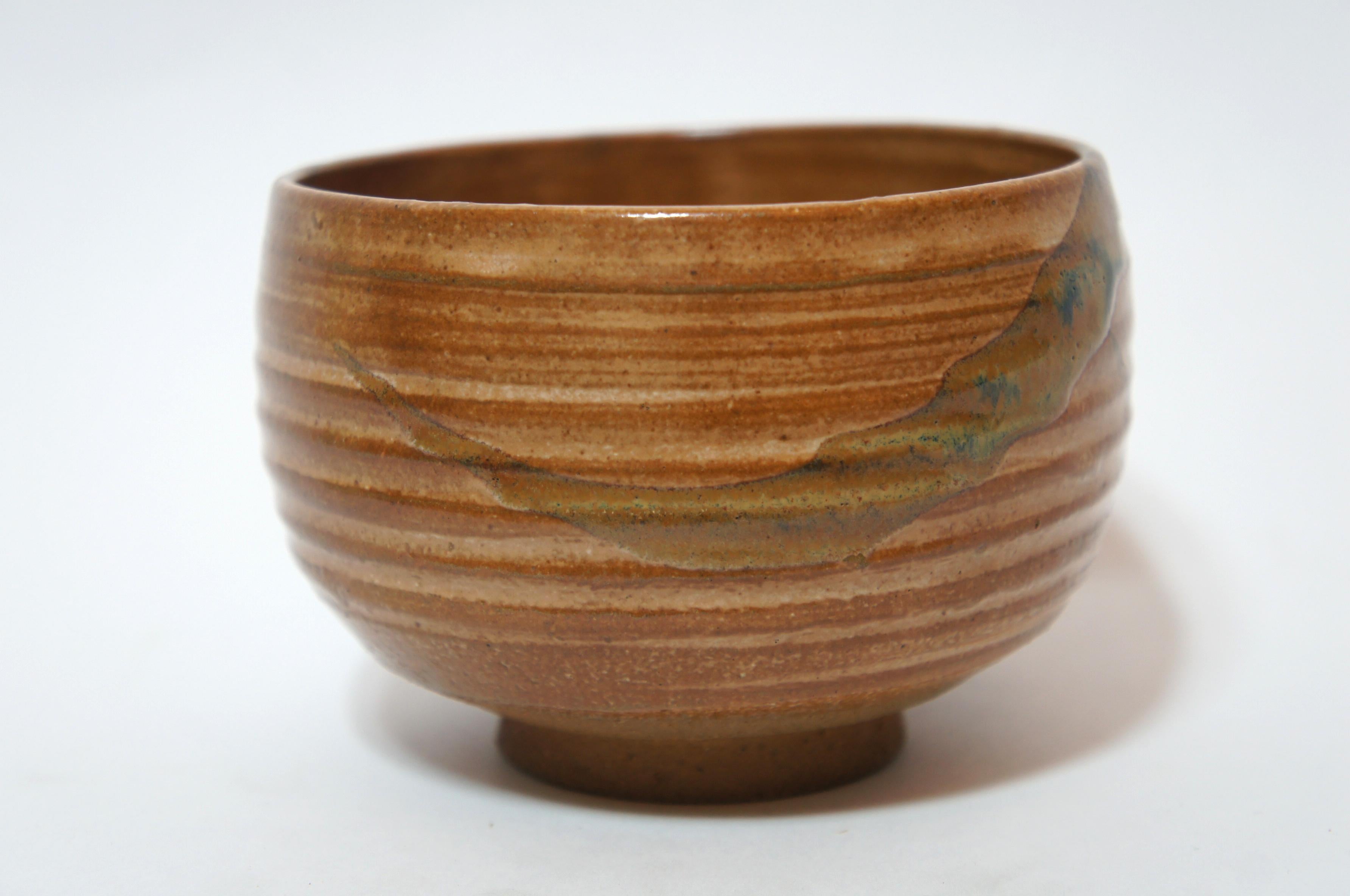 Ceramic Japanese Natural Glaze Ceremonial Tea Bowl, 1920s For Sale