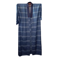 Japanese navy blue yukata with stripped pattern 1980