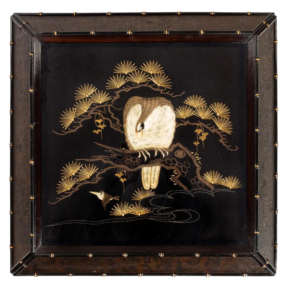 Japanese Needlework of an Eagle For Sale
