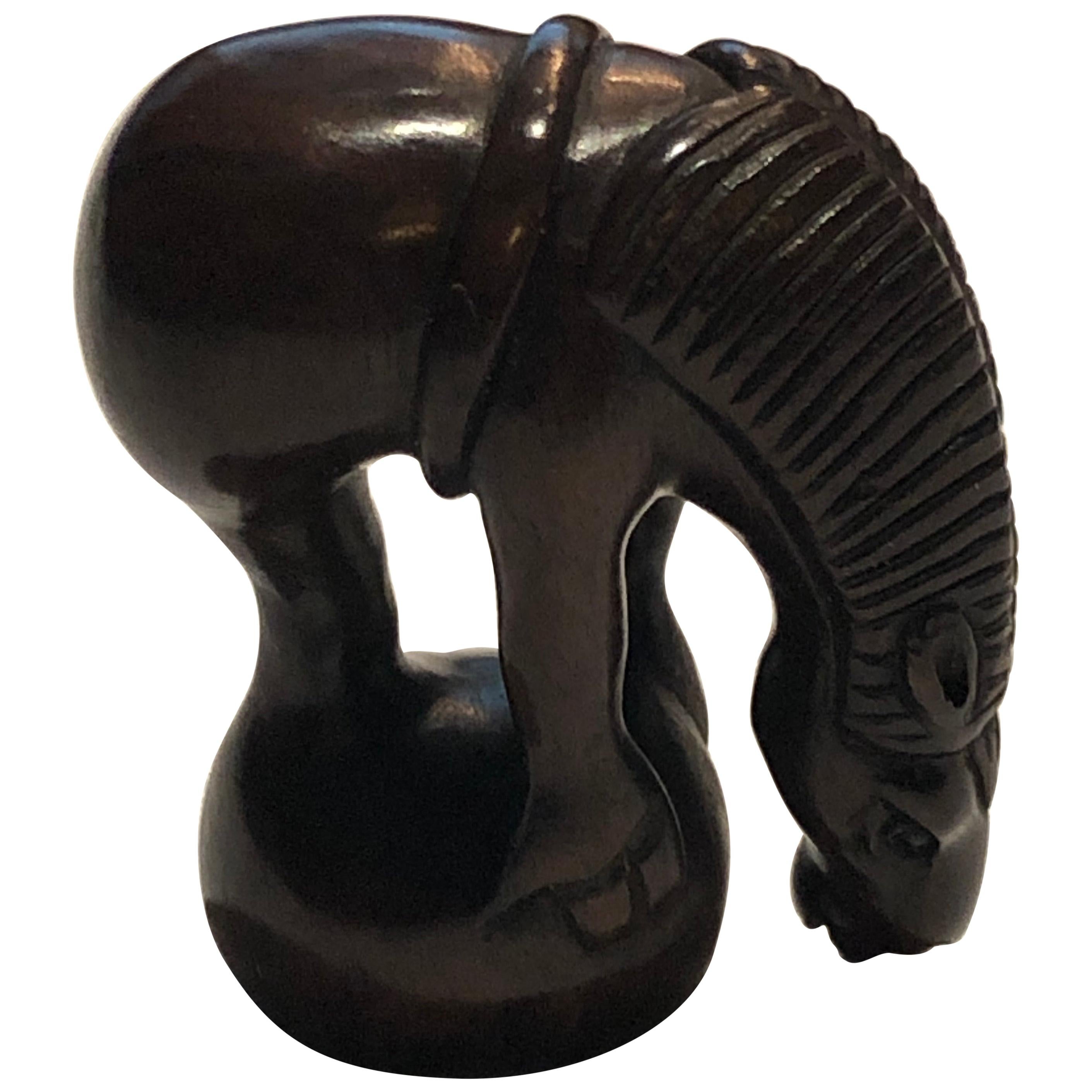 Japanese Netsuke 20th Century, Horse, Wood Carved