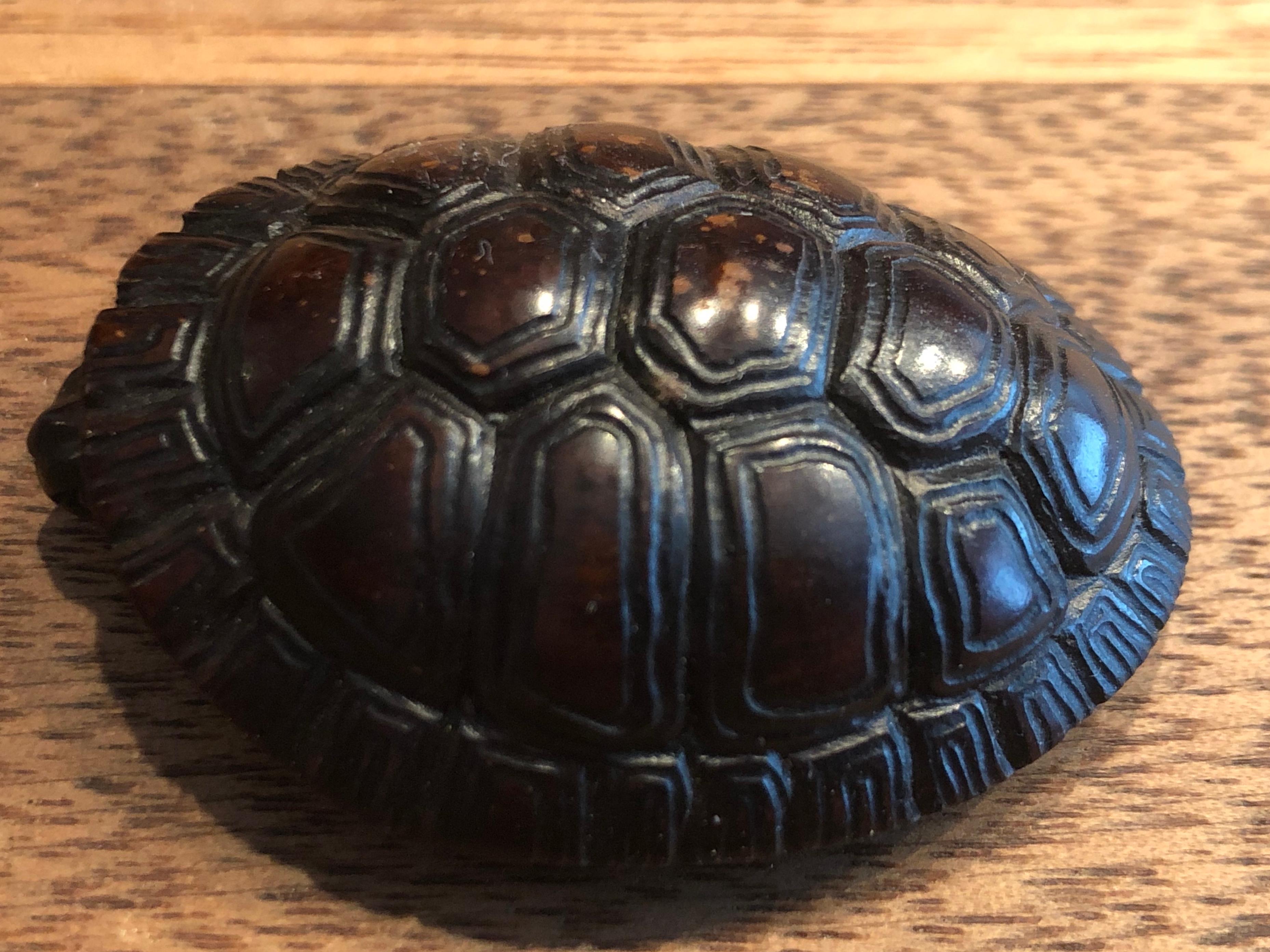 Japanese Netsuke 20th Century, Tortoise Wood Carved In Good Condition In Belmont, MA