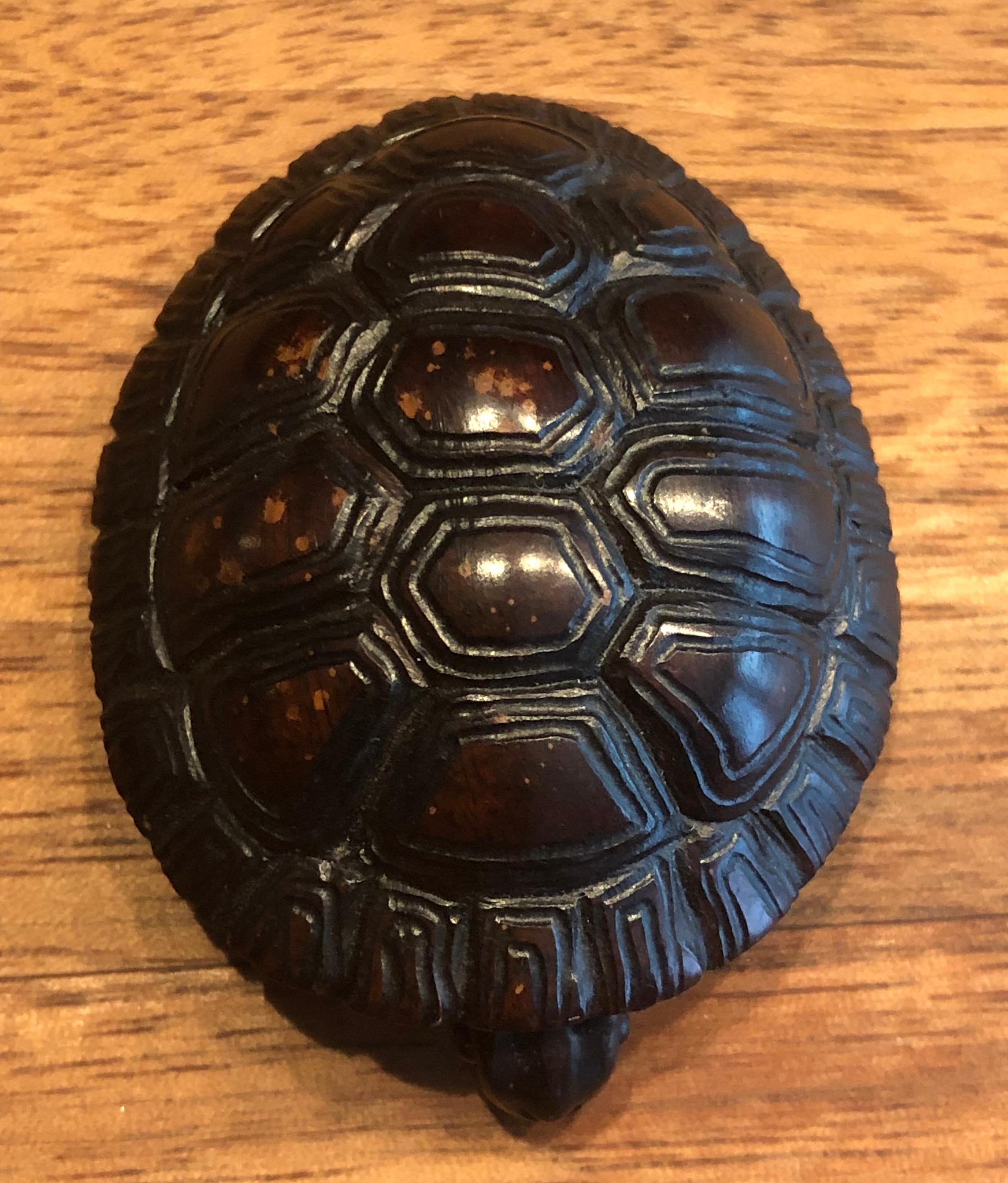 Japanese Netsuke 20th Century, Tortoise Wood Carved 2