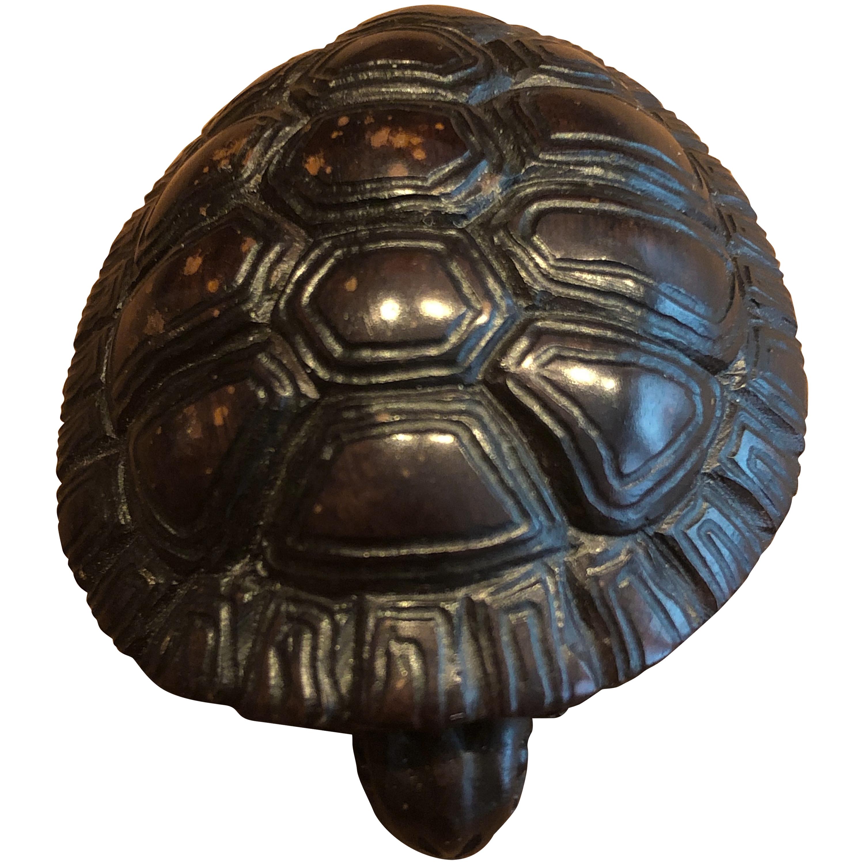 Japanese Netsuke 20th Century, Tortoise Wood Carved