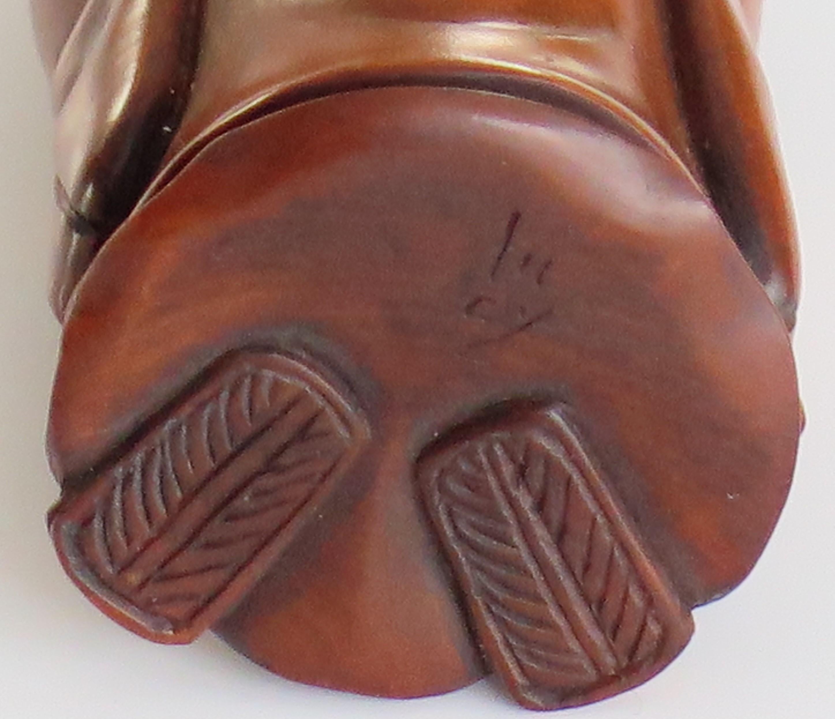 Japanese Netsuke of Chinese sage with scroll made of boxwood Signed, circa 1920 9