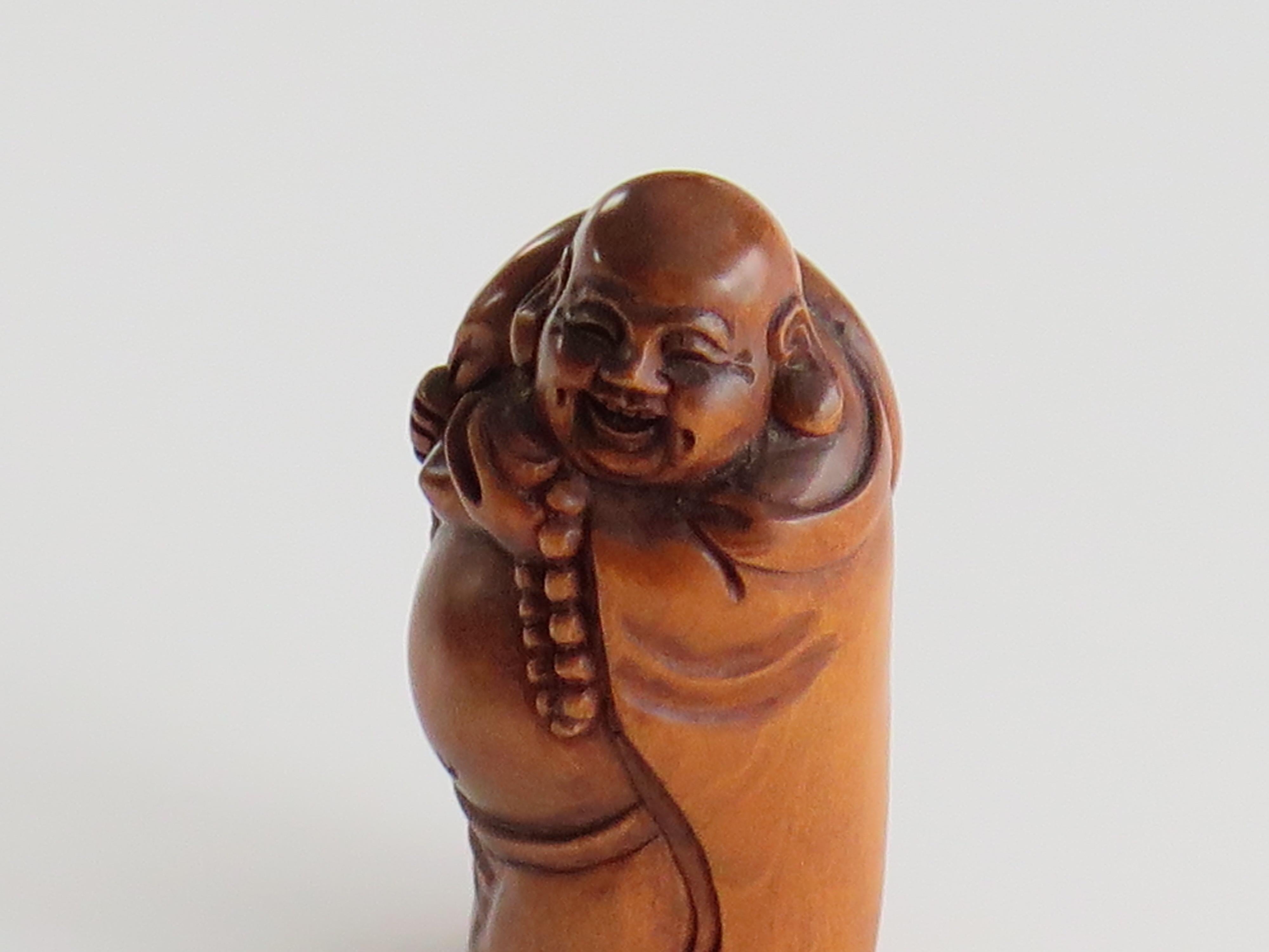 Netsuke giapponese di Sage intagliato a mano in legno di bosso Firmato, circa 1900 in vendita 4