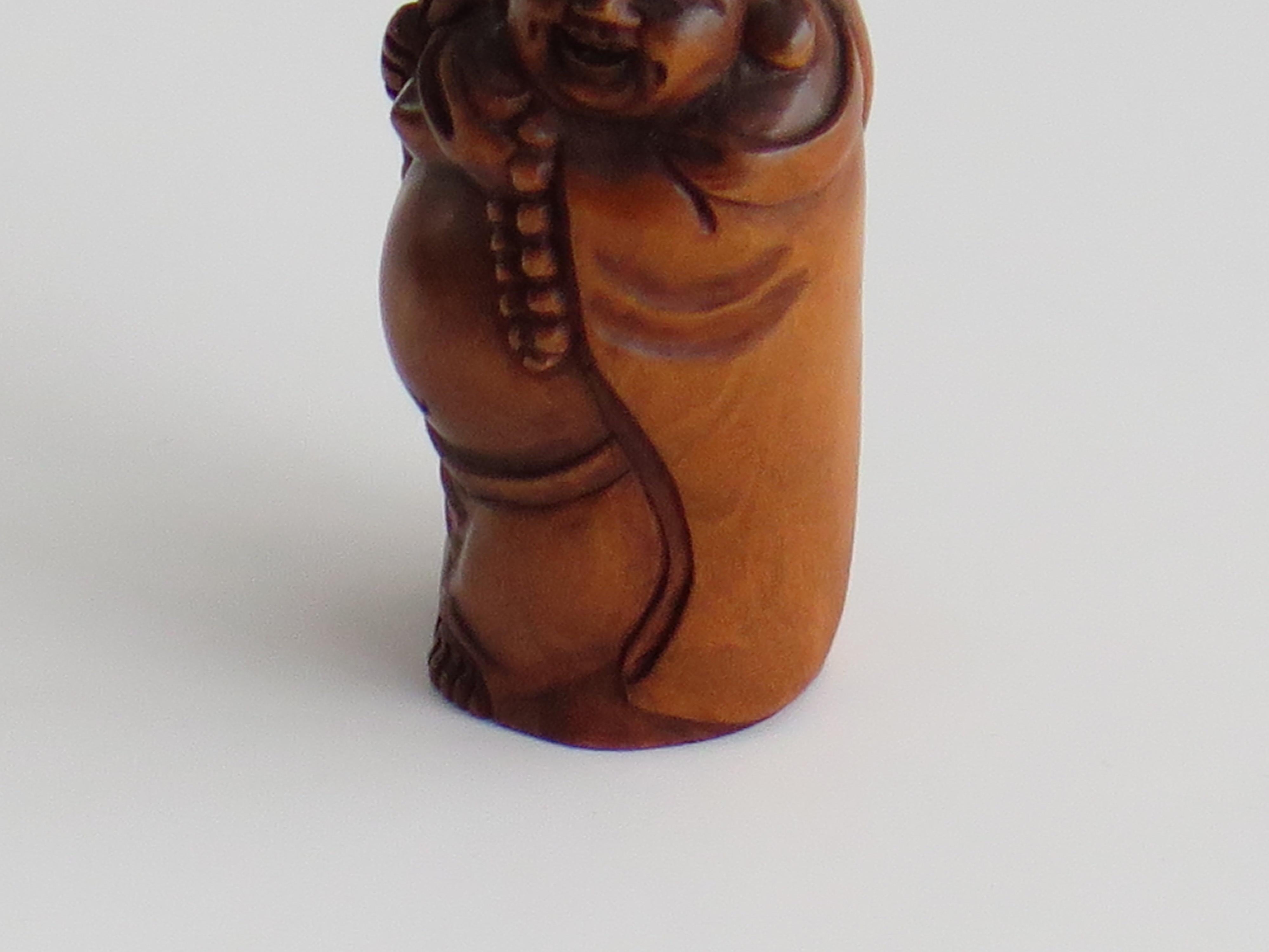 Netsuke giapponese di Sage intagliato a mano in legno di bosso Firmato, circa 1900 in vendita 5