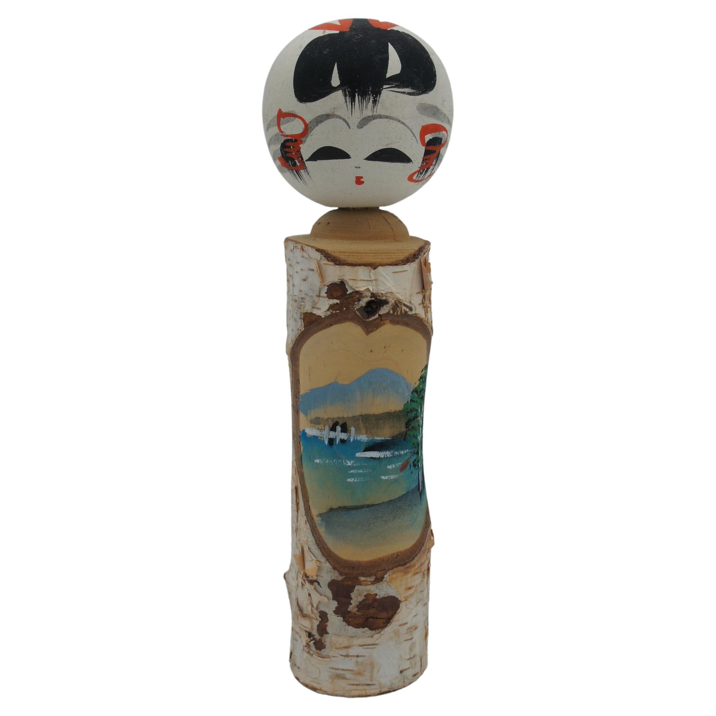 Kokeshi-Puppe aus weißer Birke im neuen japanischen Stil, 1980er Jahre