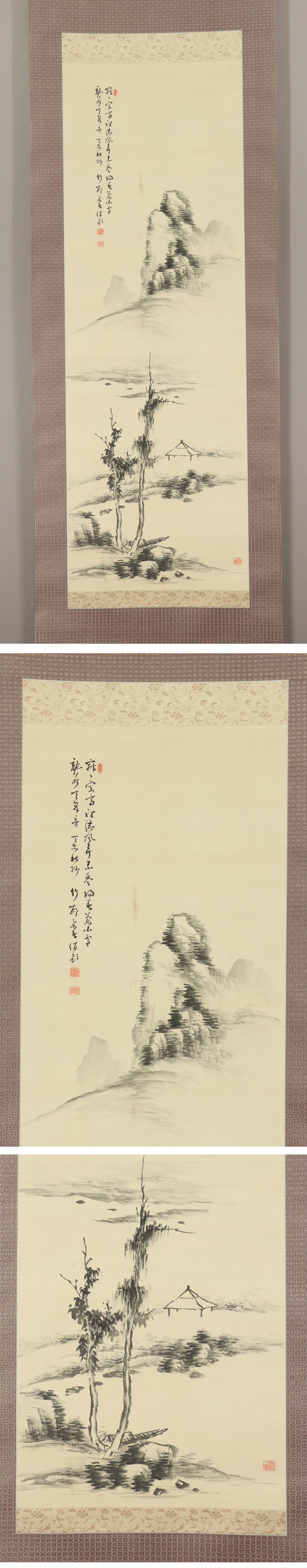 Japanese Nihonga Painting 19th Meiji Scroll Tajika Chikuson Landscape Nanga  For Sale 3