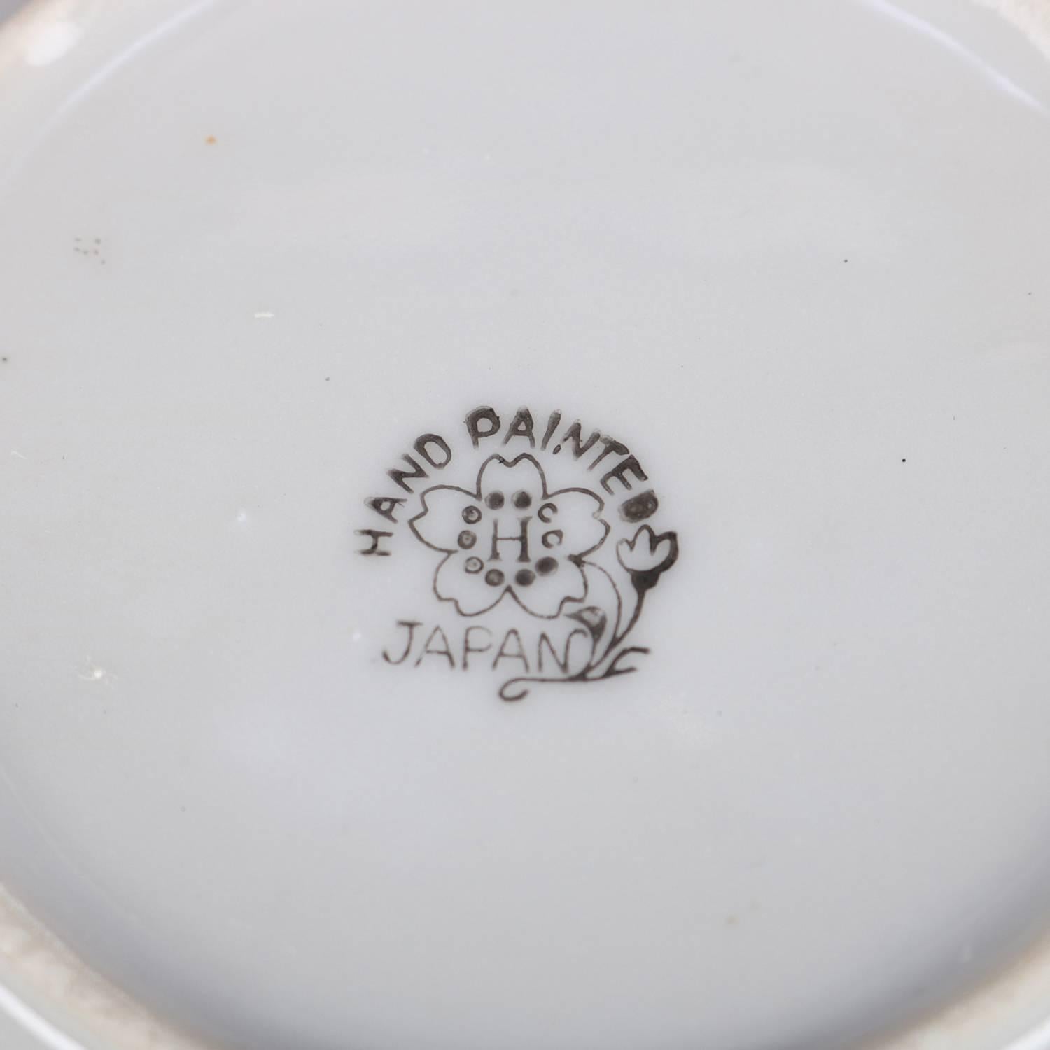 Service à thé japonais de porcelaine Moriage Dragonware peint à la main du Nippon 5