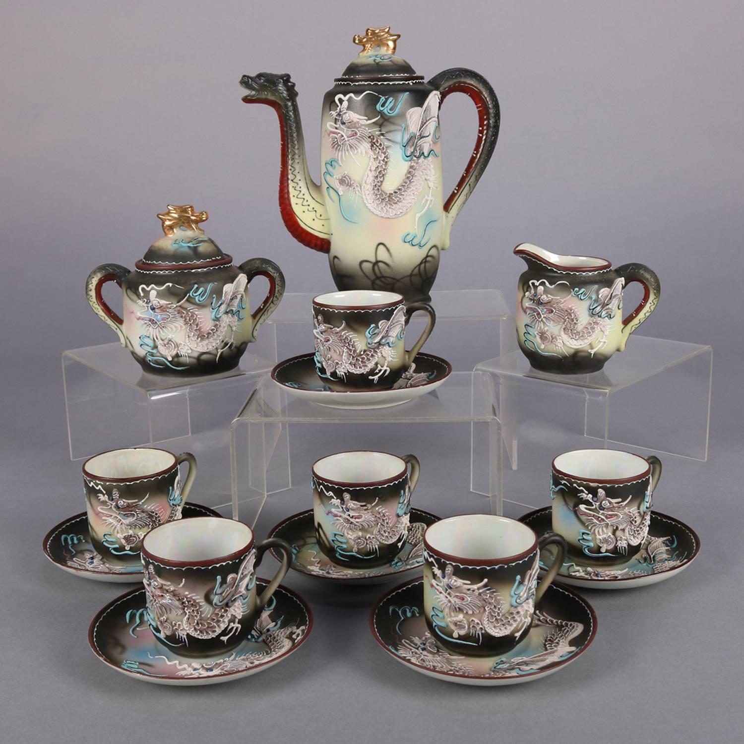 Japanese Nippon Hand Painted Moriage Dragonware Porcelain Tea Set 6