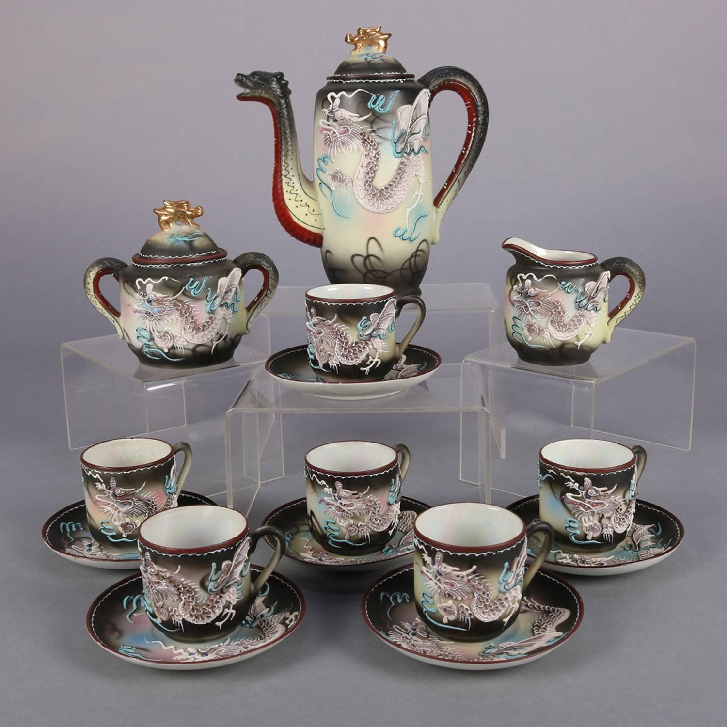 Japanese Nippon Hand Painted Moriage Dragonware Porcelain Tea Set At Japanese Nippon Hand Painted Moriage Dragonware Porcelain Tea Set At