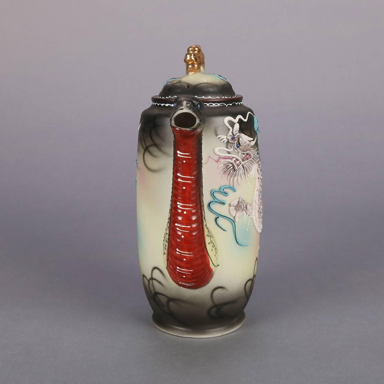 Service à thé japonais de porcelaine Moriage Dragonware peint à la main du Nippon 11