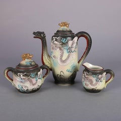 Japanese Nippon Hand Painted Moriage Dragonware Porcelain Tea Set