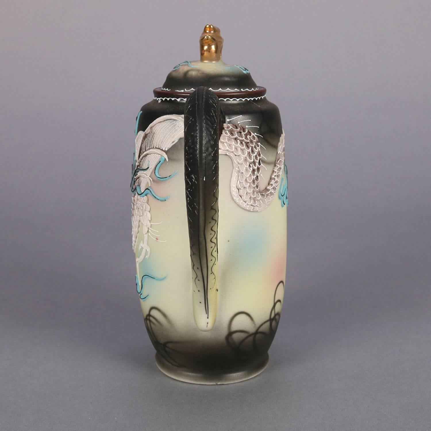 Service à thé japonais de porcelaine Moriage Dragonware peint à la main du Nippon 13