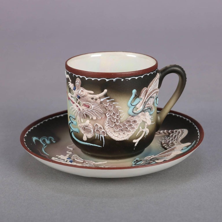 Japanese Nippon Hand Painted Moriage Dragonware Porcelain Tea Set at