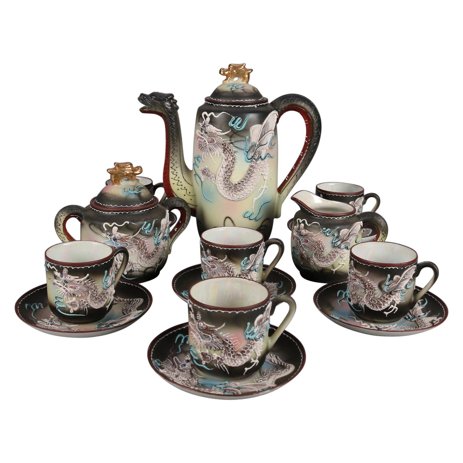 Japanese Nippon Hand Painted Moriage Dragonware Porcelain Tea Set at  1stDibs | dragon ware tea set, moriage dragonware tea set, vintage moriage  dragonware tea set