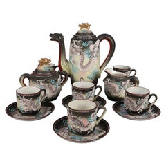 Vintage Japanese Nippon Hand Painted Moriage Dragonware Porcelain Tea Set