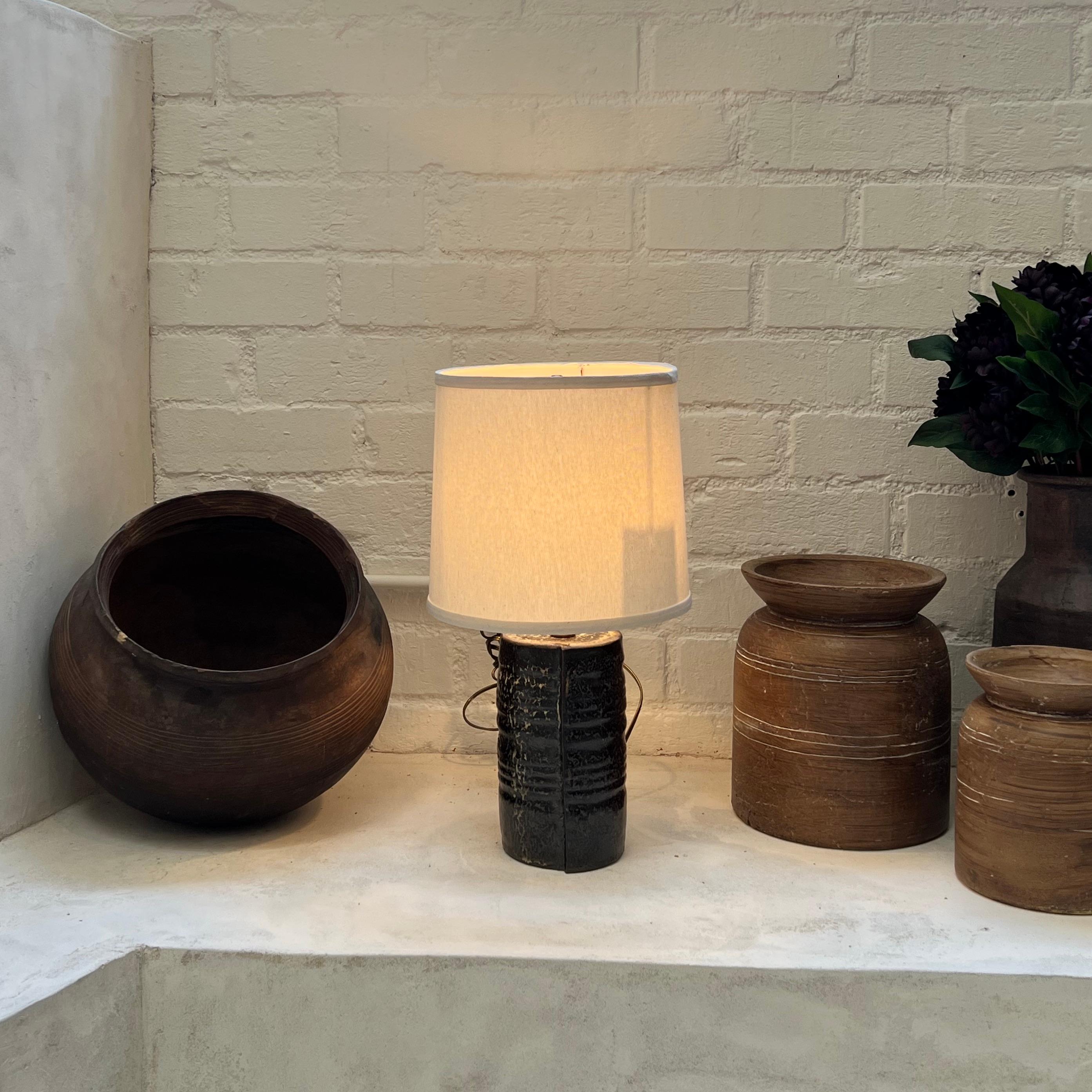 Japanese Nishi Ceramic Table Lamp In Fair Condition In Los Angeles, CA