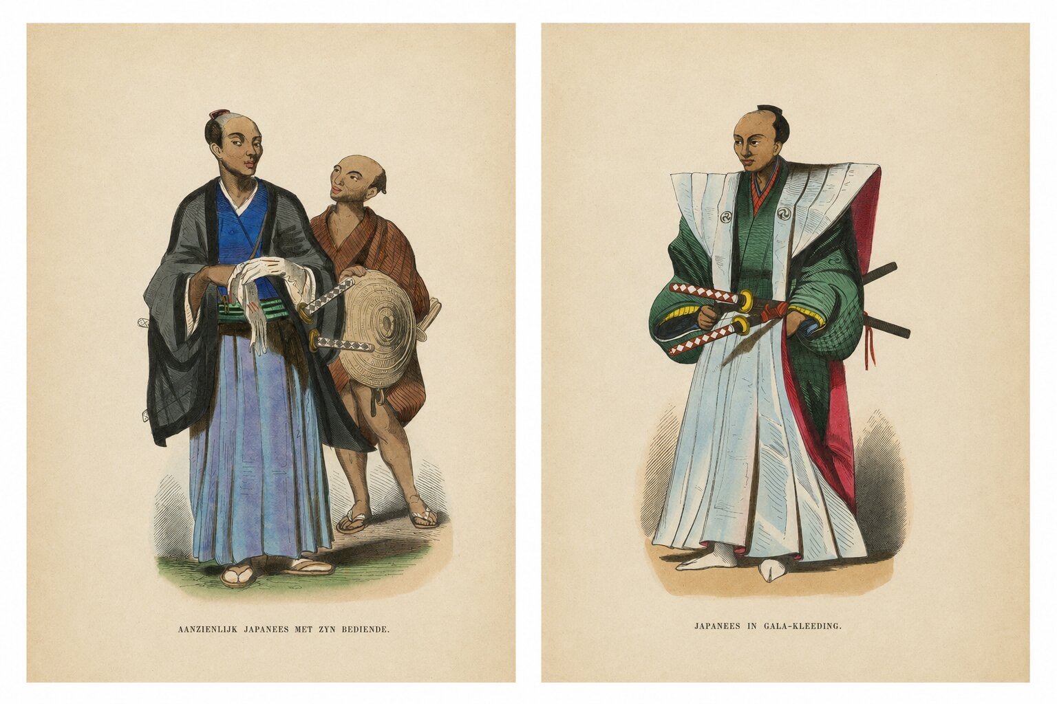 Japanese Nobleman & Samurai Court Dress Costume Lithographs, 1852